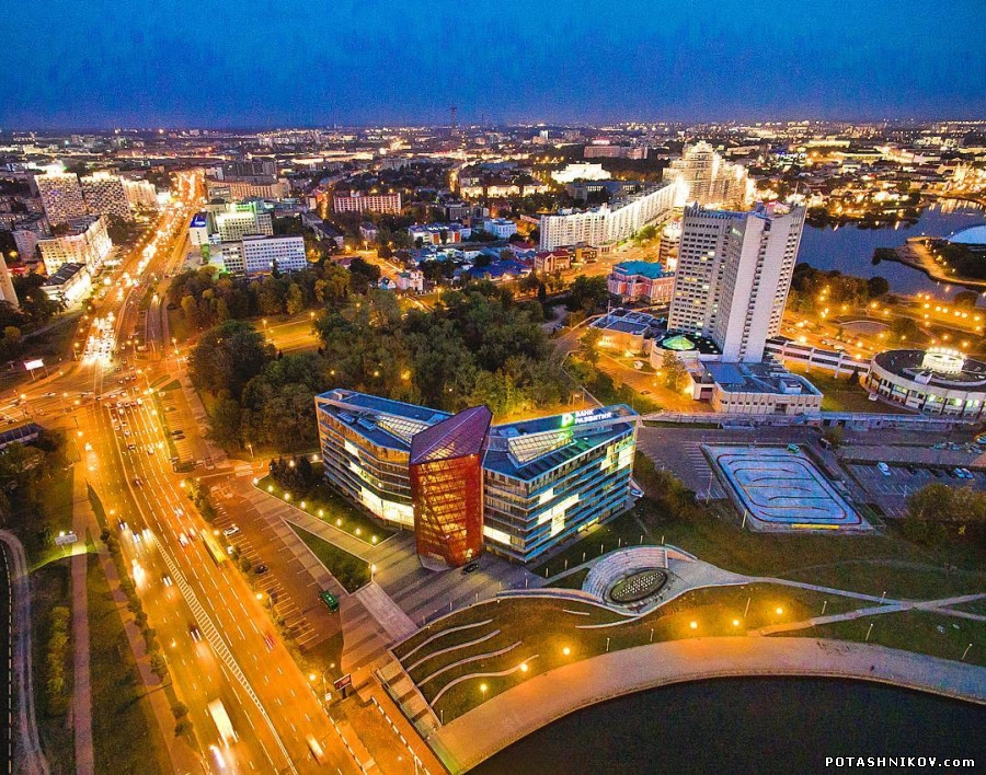 Ночной Минск. Съемка с воздуха. Фото Видео съемка с дрона в Минске. Воздушная фотосъемка и видео.